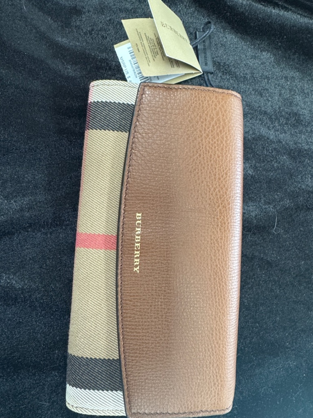 Burberry House Check Horseshoe Leather Porter Continental Wallet